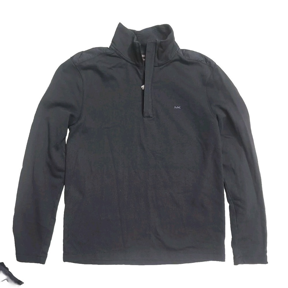 Mens Michael Kors MK Logo 1/2 Zip Fleece Pullover Sweatshirt Black M